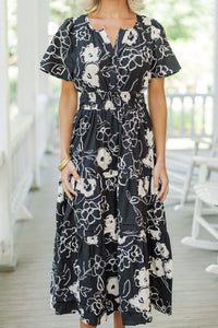 I'll Be Seeing You Black Floral Maxi Dress