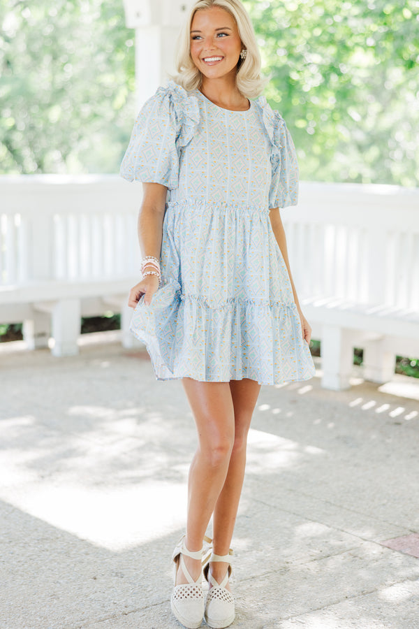 Lead The Way Home Light Blue Abstract Dress